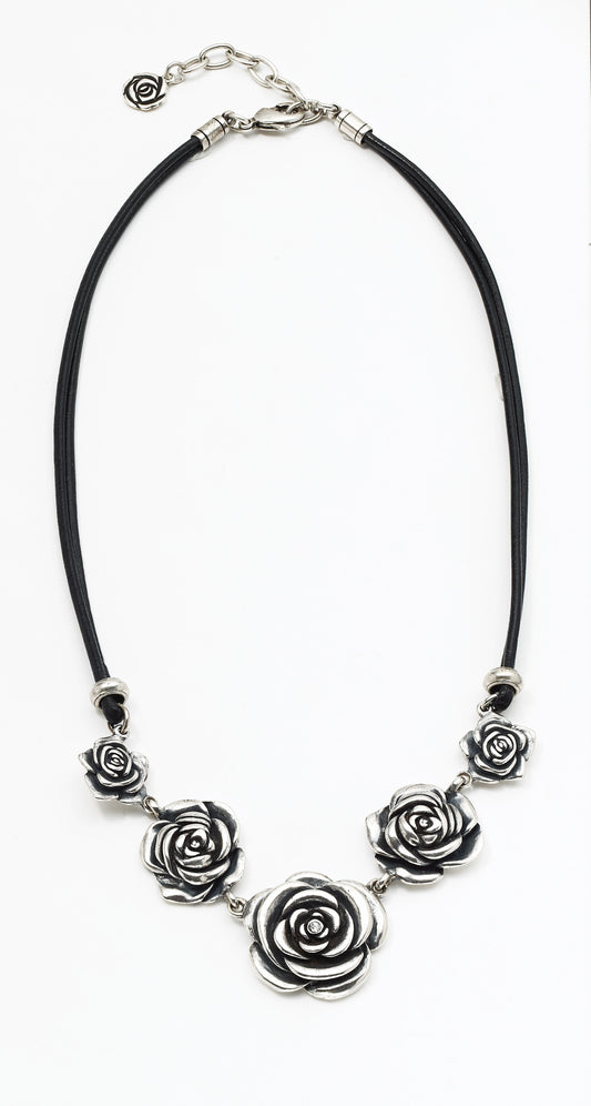 Silver Rose Statement Necklace. N1148