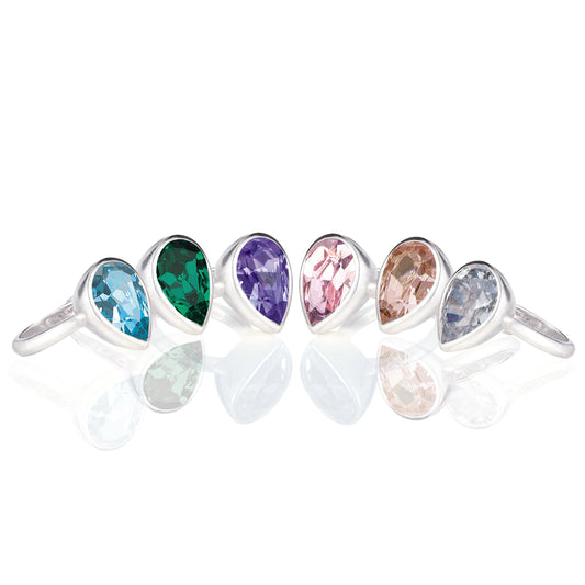Large Teardrop Swarovski Crystal Ring.