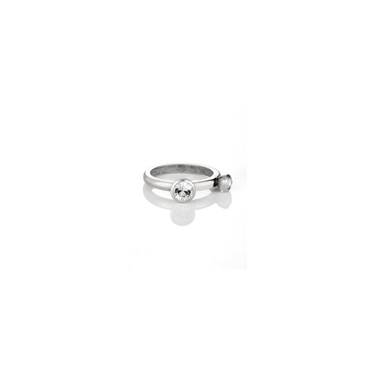 Miglio Swarovski Crystal Burnished Silver Ring