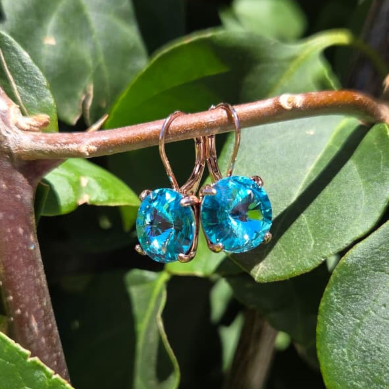 12mm Swarovski Rivoli Crystal Rose Gold Earrings. E100